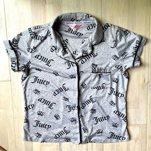 Juicy Couture Sleepwear Button Down Top Gray Black Size M